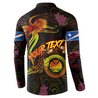 Marshall Islands Button Sweatshirt Octopus Plumeria Polynesian Tattoo