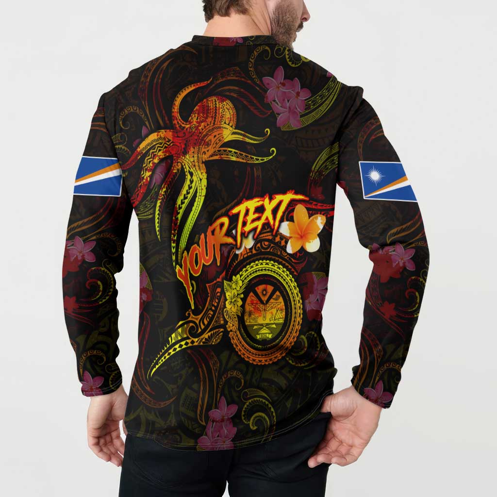Marshall Islands Button Sweatshirt Octopus Plumeria Polynesian Tattoo