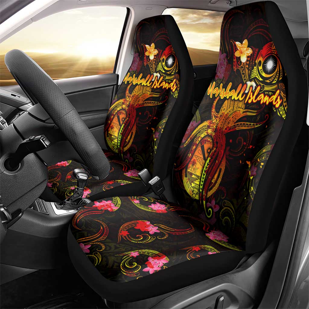 Marshall Islands Car Seat Cover Octopus Plumeria Polynesian Tattoo