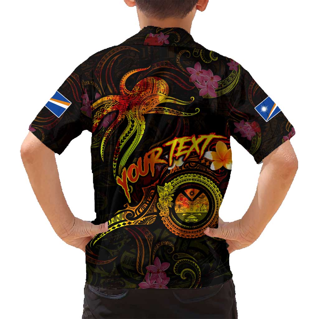 Marshall Islands Family Matching Long Sleeve Bodycon Dress and Hawaiian Shirt Octopus Plumeria Polynesian Tattoo