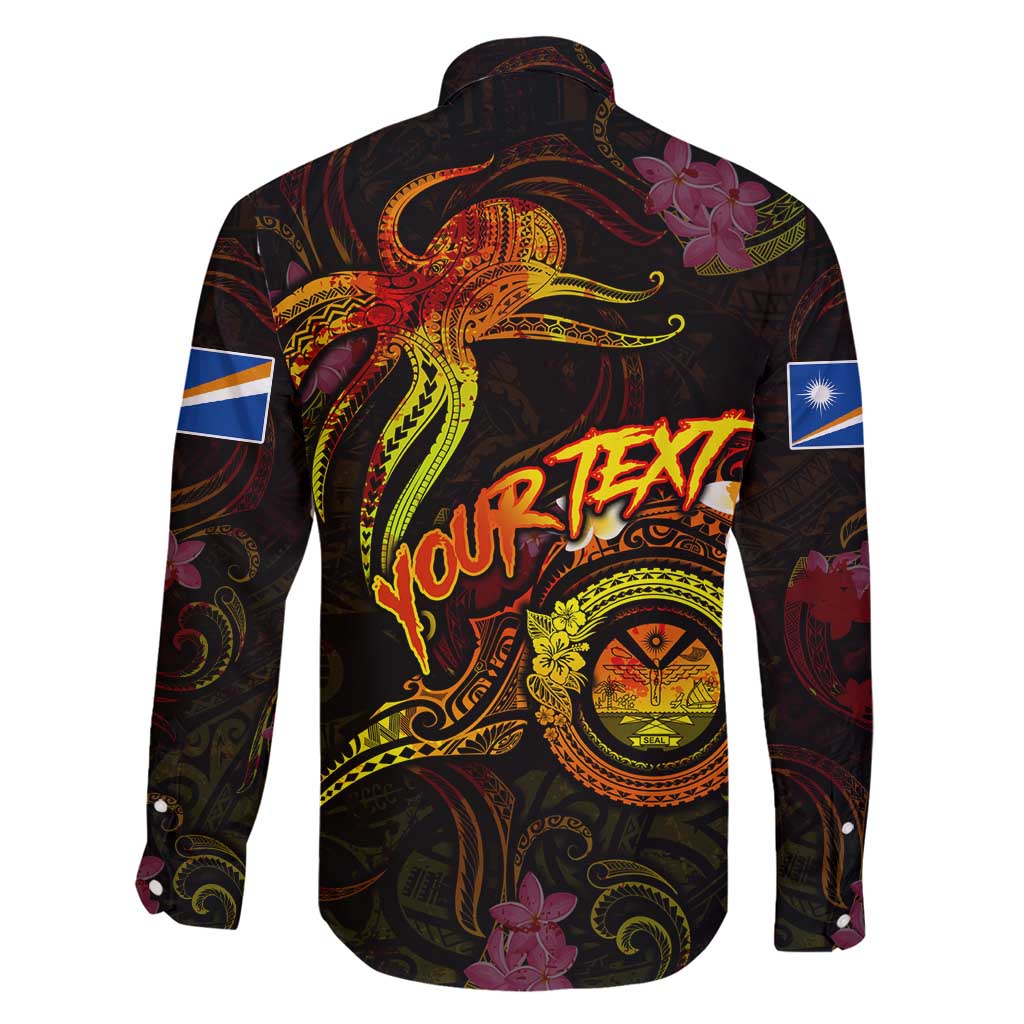 Marshall Islands Family Matching Long Sleeve Bodycon Dress and Hawaiian Shirt Octopus Plumeria Polynesian Tattoo