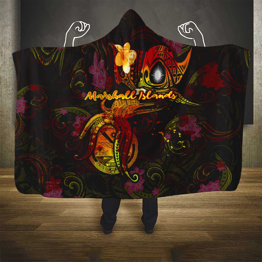 Marshall Islands Hooded Blanket Octopus Plumeria Polynesian Tattoo