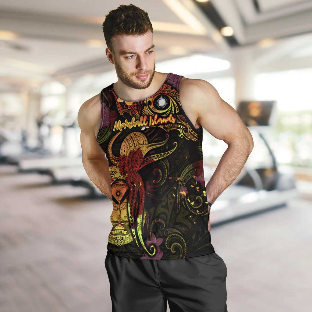 Marshall Islands Men Tank Top Octopus Plumeria Polynesian Tattoo