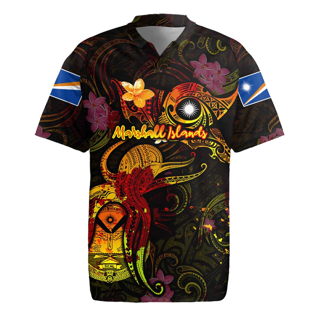 Marshall Islands Rugby Jersey Octopus Plumeria Polynesian Tattoo