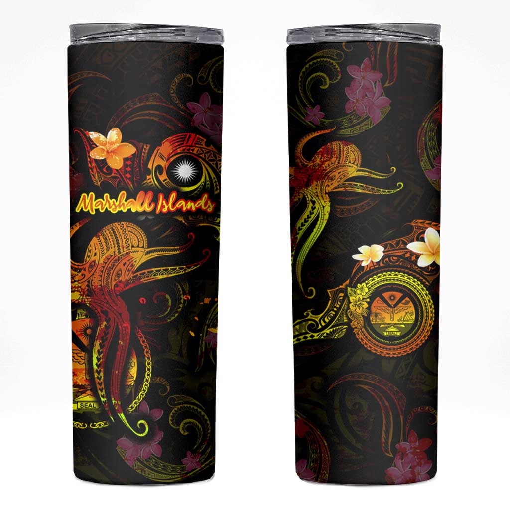 Marshall Islands Skinny Tumbler Octopus Plumeria Polynesian Tattoo