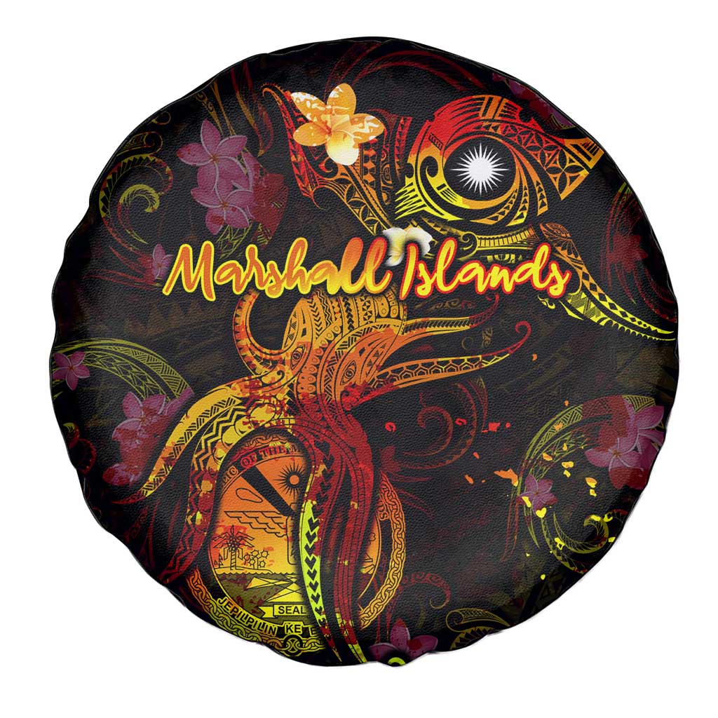 Marshall Islands Spare Tire Cover Octopus Plumeria Polynesian Tattoo
