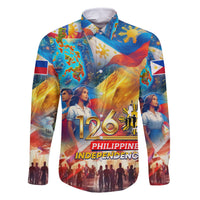 Custom The Philippines 126th Independence Anniversary Family Matching Long Sleeve Bodycon Dress and Hawaiian Shirt Art Style DT02 Dad's Shirt - Long Sleeve Art - Polynesian Pride
