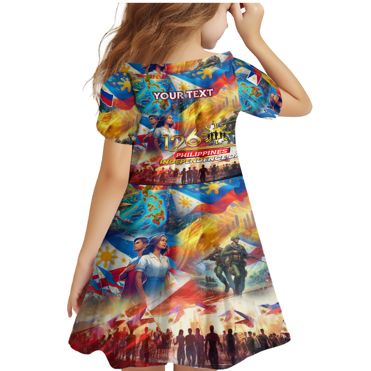 Custom The Philippines 126th Independence Anniversary Family Matching Mermaid Dress and Hawaiian Shirt Art Style