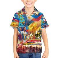 Custom The Philippines 126th Independence Anniversary Family Matching Off The Shoulder Long Sleeve Dress and Hawaiian Shirt Art Style DT02 Son's Shirt Art - Polynesian Pride
