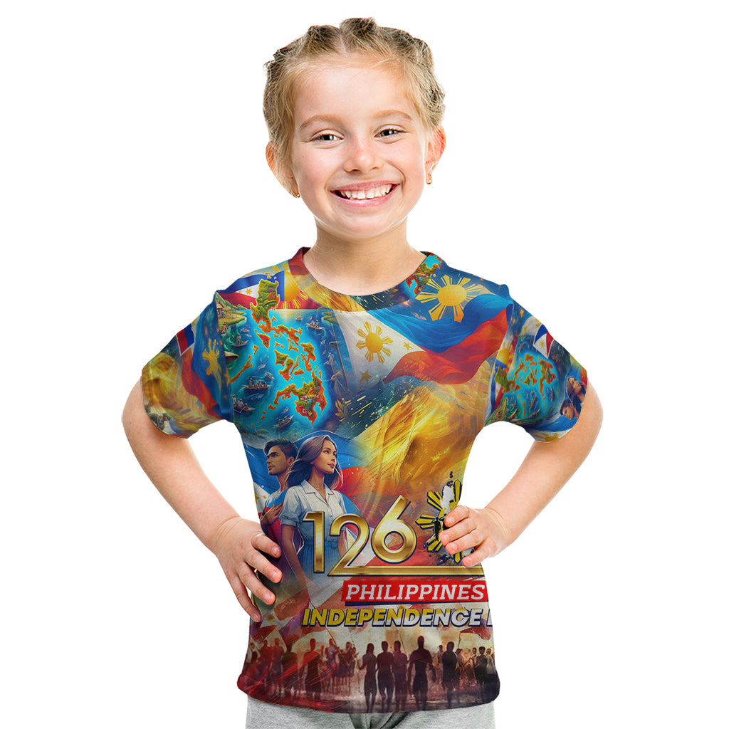 Custom The Philippines 126th Independence Anniversary Kid T Shirt Art Style