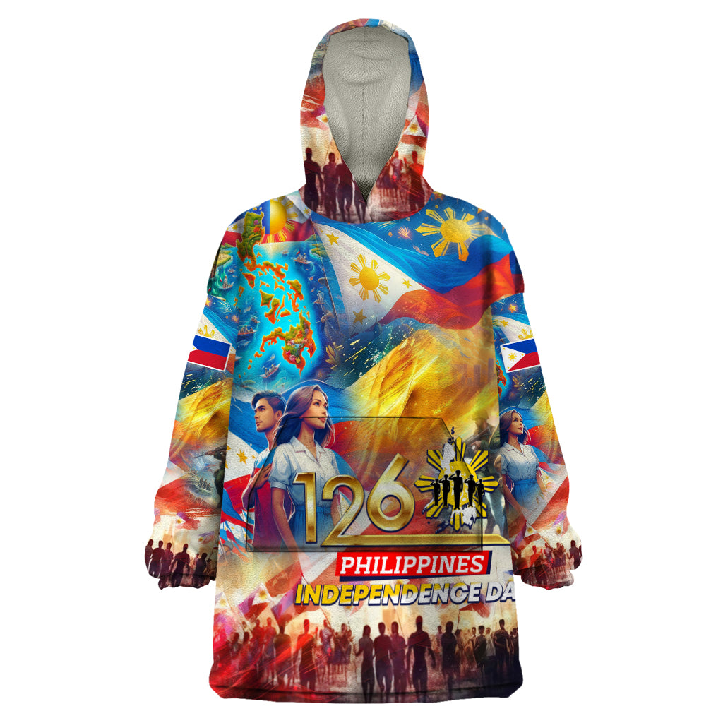 Custom The Philippines 126th Independence Anniversary Wearable Blanket Hoodie Art Style DT02 One Size Art - Polynesian Pride