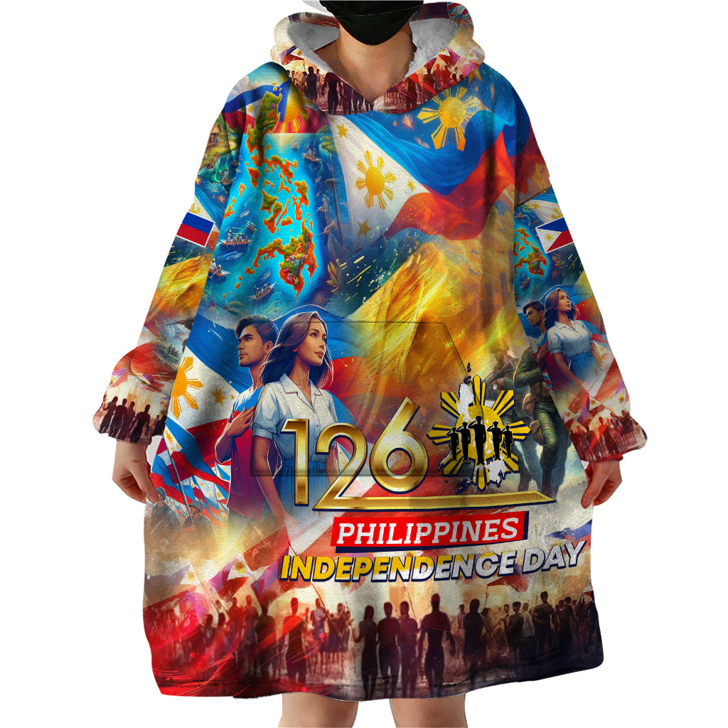 Custom The Philippines 126th Independence Anniversary Wearable Blanket Hoodie Art Style