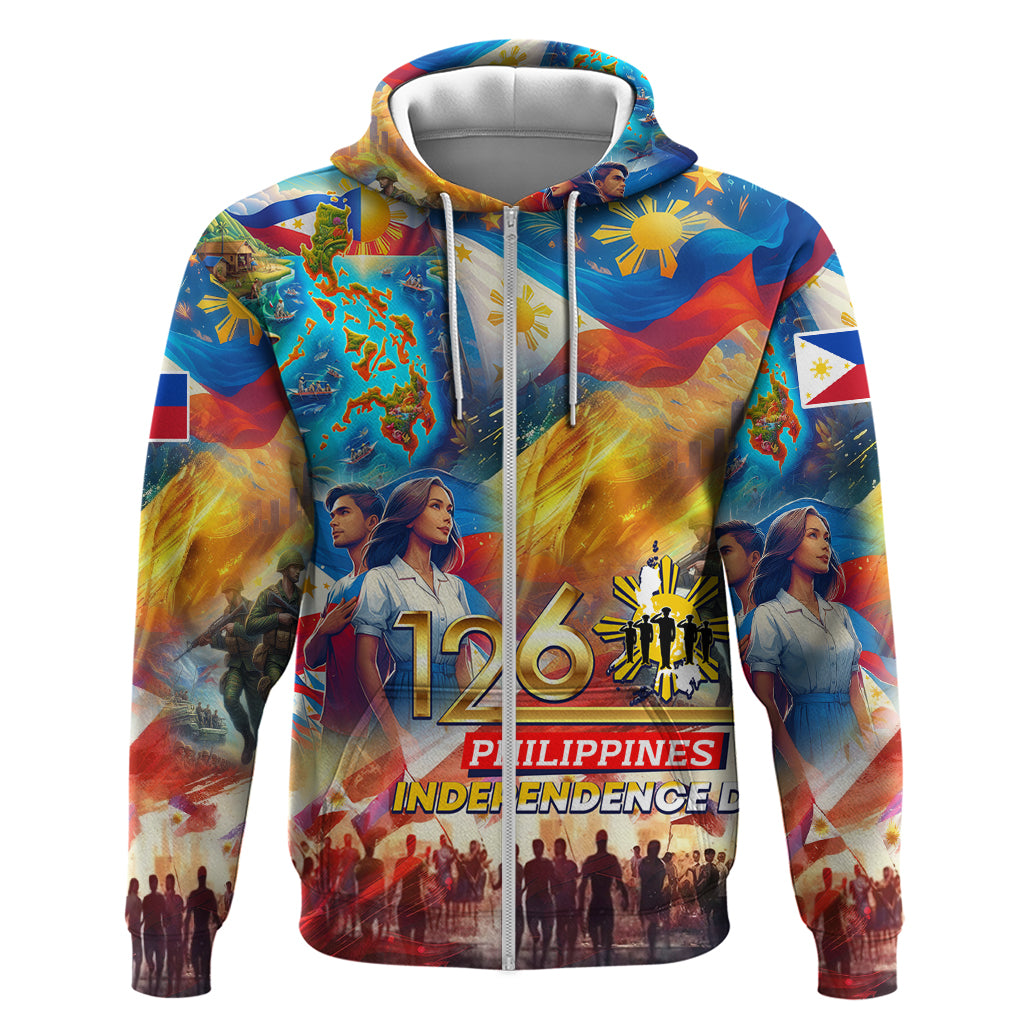 Custom The Philippines 126th Independence Anniversary Zip Hoodie Art Style DT02 Zip Hoodie Art - Polynesian Pride