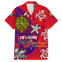 Personalized Philippines 12 June Independence Day Family Matching Off The Shoulder Long Sleeve Dress and Hawaiian Shirt Polynesian Turtle Plumeria DT02 Dad's Shirt - Short Sleeve Red - Polynesian Pride