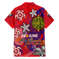 Personalized Philippines 12 June Independence Day Family Matching Off The Shoulder Long Sleeve Dress and Hawaiian Shirt Polynesian Turtle Plumeria DT02 - Polynesian Pride
