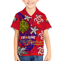 Personalized Philippines 12 June Independence Day Family Matching Off The Shoulder Long Sleeve Dress and Hawaiian Shirt Polynesian Turtle Plumeria DT02 Son's Shirt Red - Polynesian Pride