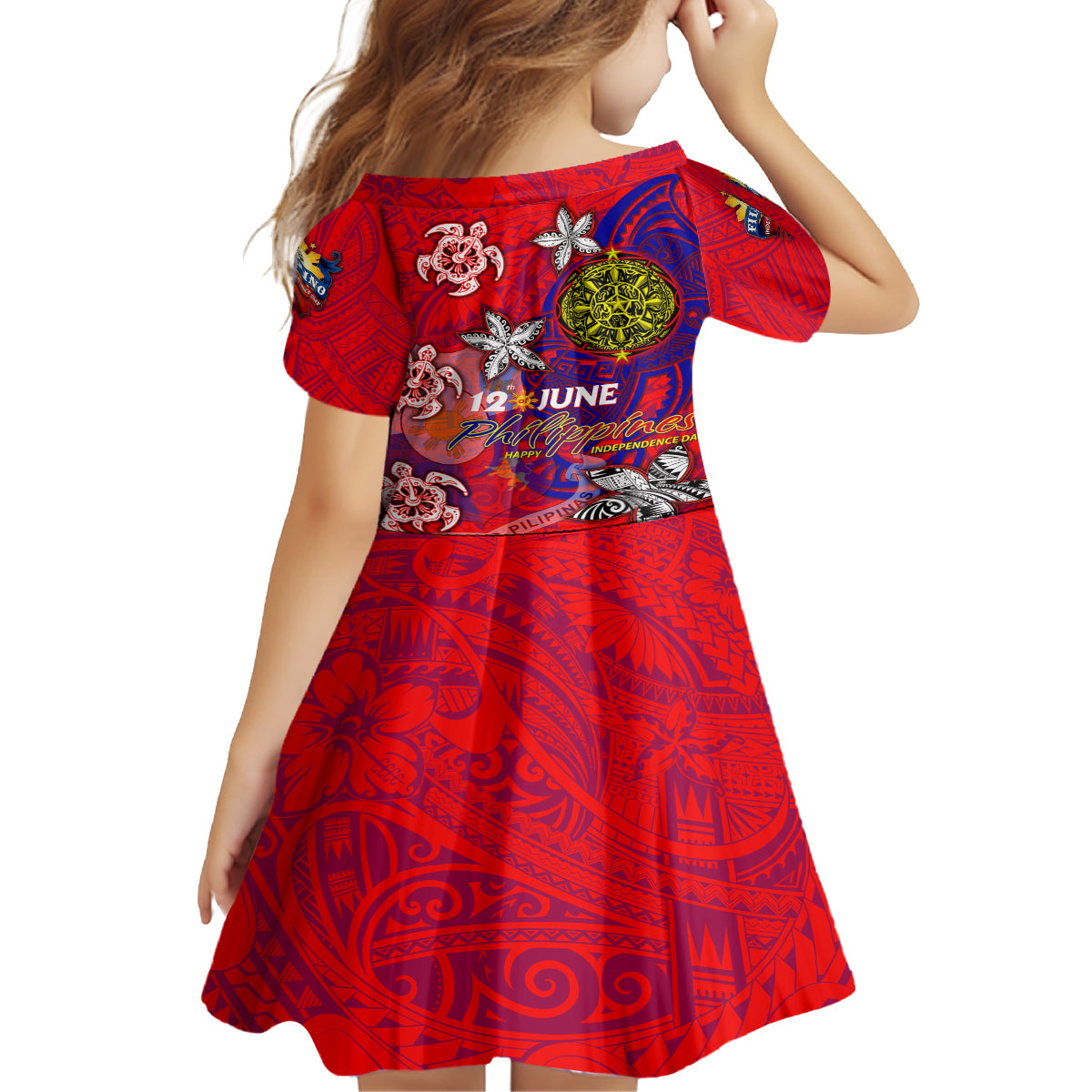 Personalized Philippines 12 June Independence Day Family Matching Tank Maxi Dress and Hawaiian Shirt Polynesian Turtle Plumeria DT02 - Polynesian Pride