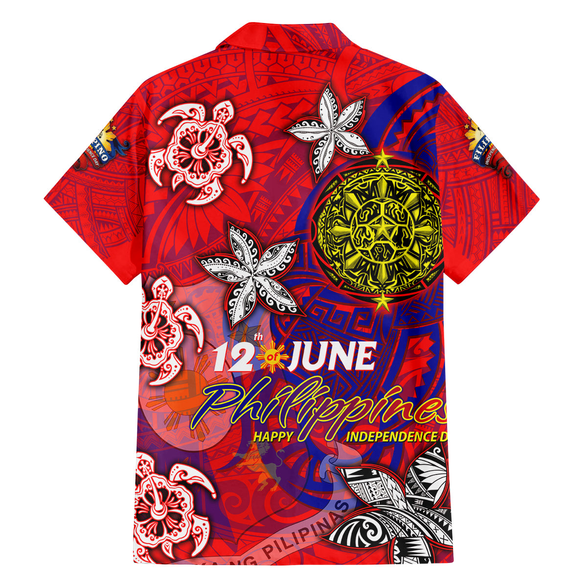 Personalized Philippines 12 June Independence Day Family Matching Tank Maxi Dress and Hawaiian Shirt Polynesian Turtle Plumeria DT02 - Polynesian Pride