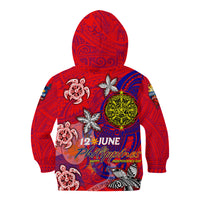 Personalized Philippines 12 June Independence Day Kid Hoodie Polynesian Turtle Plumeria