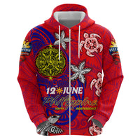 Personalized Philippines 12 June Independence Day Zip Hoodie Polynesian Turtle Plumeria DT02 - Polynesian Pride