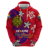 Personalized Philippines 12 June Independence Day Zip Hoodie Polynesian Turtle Plumeria DT02 - Polynesian Pride