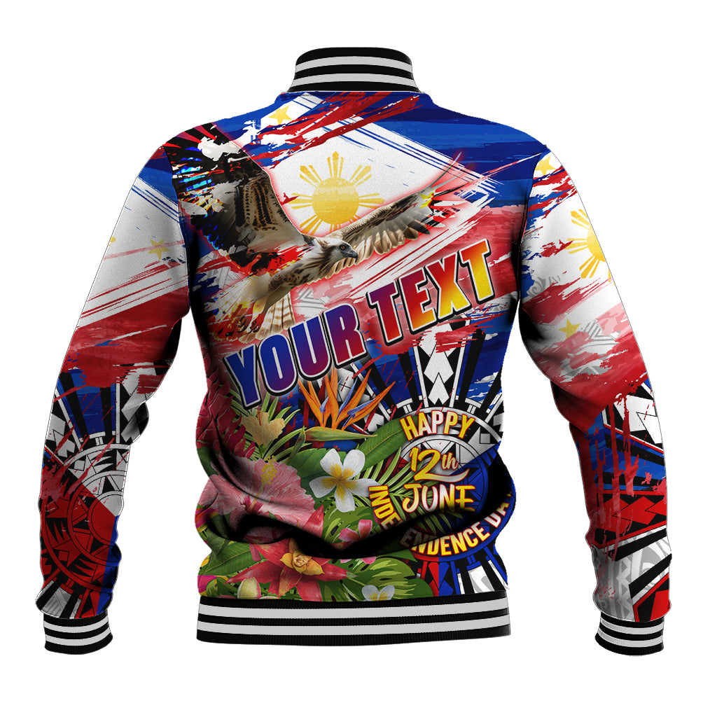 Personalized Philippines Independence Day Baseball Jacket Polynesia Filipinas Eagle Hibiscus