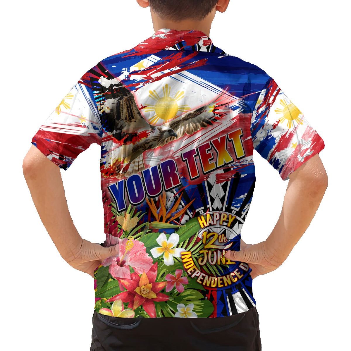 Personalized Philippines Independence Day Family Matching Off The Shoulder Long Sleeve Dress and Hawaiian Shirt Polynesia Filipinas Eagle Hibiscus DT02 - Polynesian Pride