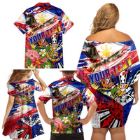 Personalized Philippines Independence Day Family Matching Off Shoulder Short Dress and Hawaiian Shirt Polynesia Filipinas Eagle Hibiscus DT02 - Polynesian Pride