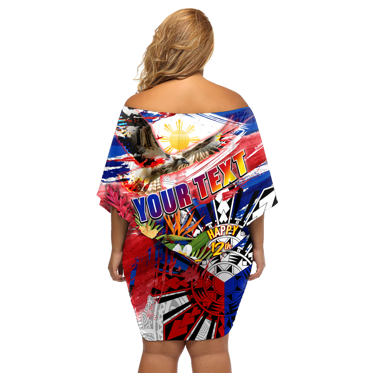 Personalized Philippines Independence Day Family Matching Off Shoulder Short Dress and Hawaiian Shirt Polynesia Filipinas Eagle Hibiscus DT02 - Polynesian Pride