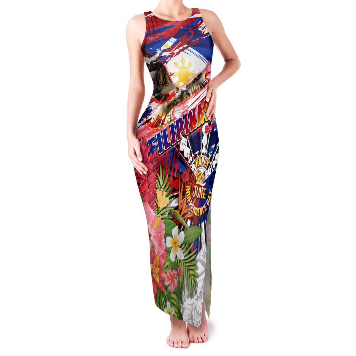 Personalized Philippines Independence Day Family Matching Tank Maxi Dress and Hawaiian Shirt Polynesia Filipinas Eagle Hibiscus