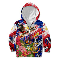 Personalized Philippines Independence Day Kid Hoodie Polynesia Filipinas Eagle Hibiscus