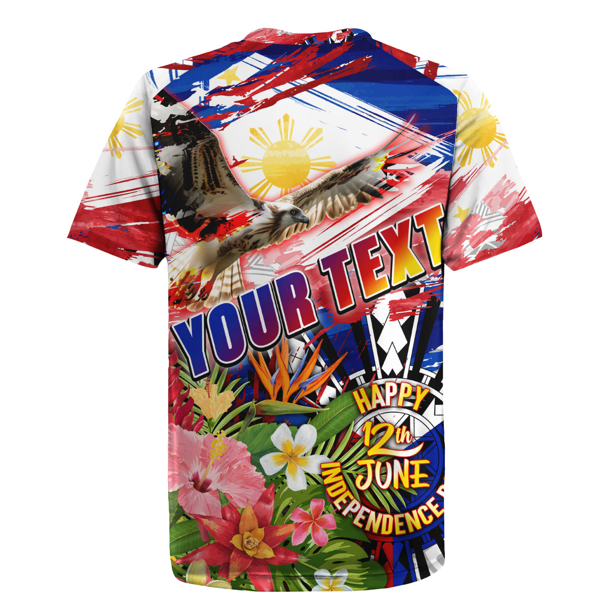 Personalized Philippines Independence Day Rugby Jersey Polynesia Filipinas Eagle Hibiscus