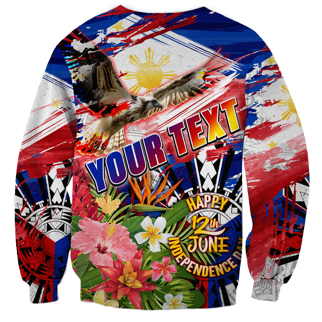 Personalized Philippines Independence Day Sweatshirt Polynesia Filipinas Eagle Hibiscus