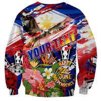 Personalized Philippines Independence Day Sweatshirt Polynesia Filipinas Eagle Hibiscus