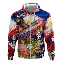 Personalized Philippines Independence Day Zip Hoodie Polynesia Filipinas Eagle Hibiscus DT02 Zip Hoodie Blue - Polynesian Pride