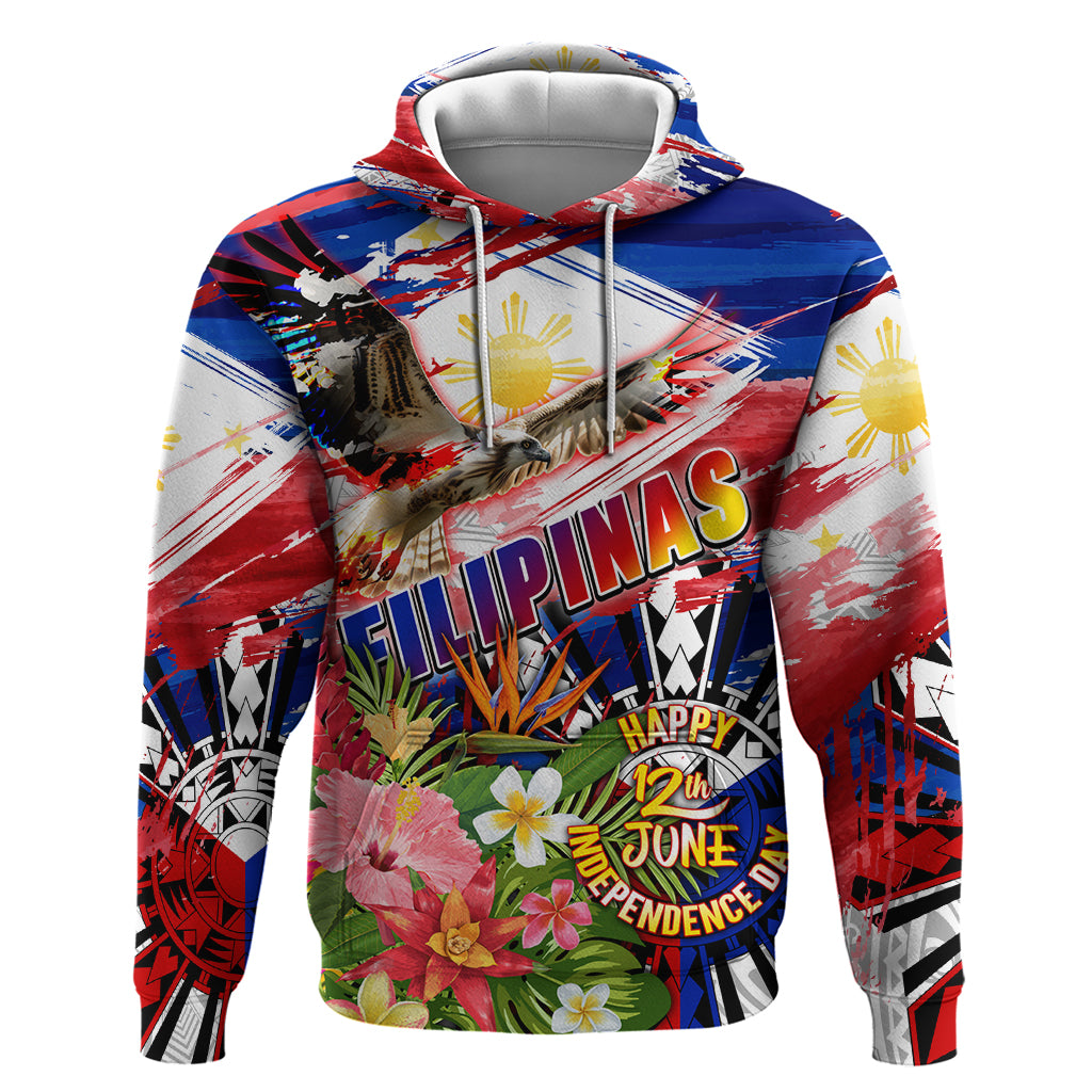 Personalized Philippines Independence Day Zip Hoodie Polynesia Filipinas Eagle Hibiscus DT02 Pullover Hoodie Blue - Polynesian Pride