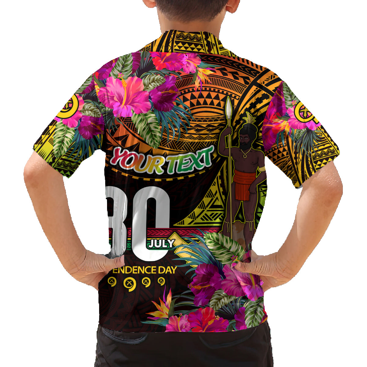 Personalised Vanuatu Independence Day 30 July Family Matching Long Sleeve Bodycon Dress and Hawaiian Shirt Hibiscus Polynesian Pattern DT02 - Polynesian Pride