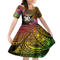 Personalised Vanuatu Independence Day 30 July Family Matching Long Sleeve Bodycon Dress and Hawaiian Shirt Hibiscus Polynesian Pattern DT02 Daughter's Dress Yellow - Polynesian Pride