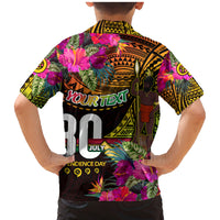 Personalised Vanuatu Independence Day 30 July Family Matching Mermaid Dress and Hawaiian Shirt Hibiscus Polynesian Pattern