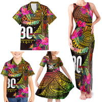 Personalised Vanuatu Independence Day 30 July Family Matching Tank Maxi Dress and Hawaiian Shirt Hibiscus Polynesian Pattern