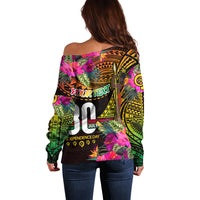 Personalised Vanuatu Independence Day 30 July Off Shoulder Sweater Hibiscus Polynesian Pattern DT02 - Polynesian Pride