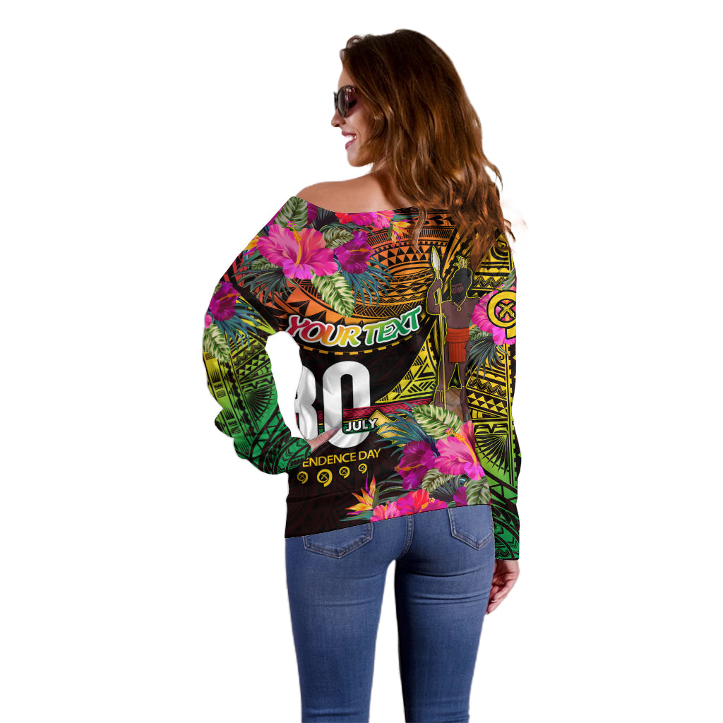 Personalised Vanuatu Independence Day 30 July Off Shoulder Sweater Hibiscus Polynesian Pattern DT02 - Polynesian Pride