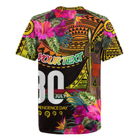 Personalised Vanuatu Independence Day 30 July Rugby Jersey Hibiscus Polynesian Pattern
