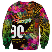 Personalised Vanuatu Independence Day 30 July Sweatshirt Hibiscus Polynesian Pattern