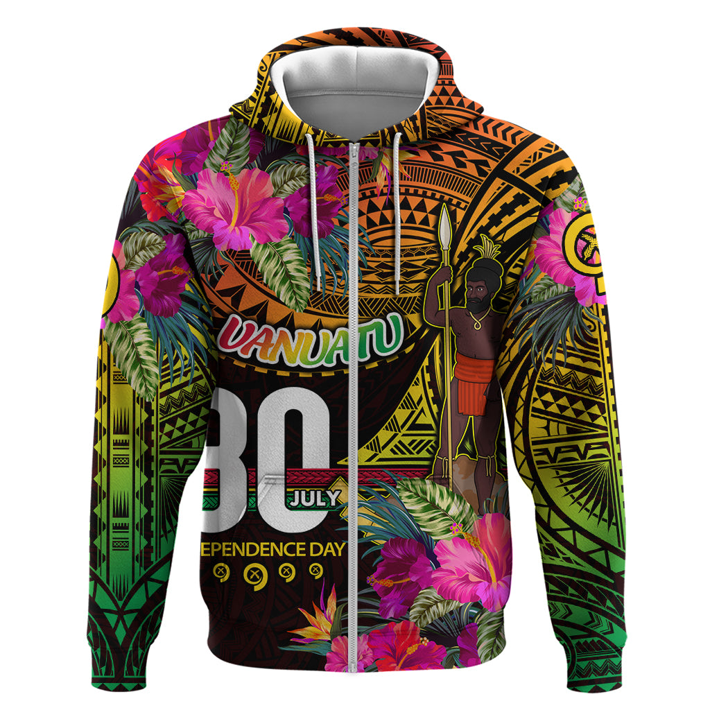 Personalised Vanuatu Independence Day 30 July Zip Hoodie Hibiscus Polynesian Pattern DT02 Zip Hoodie Yellow - Polynesian Pride