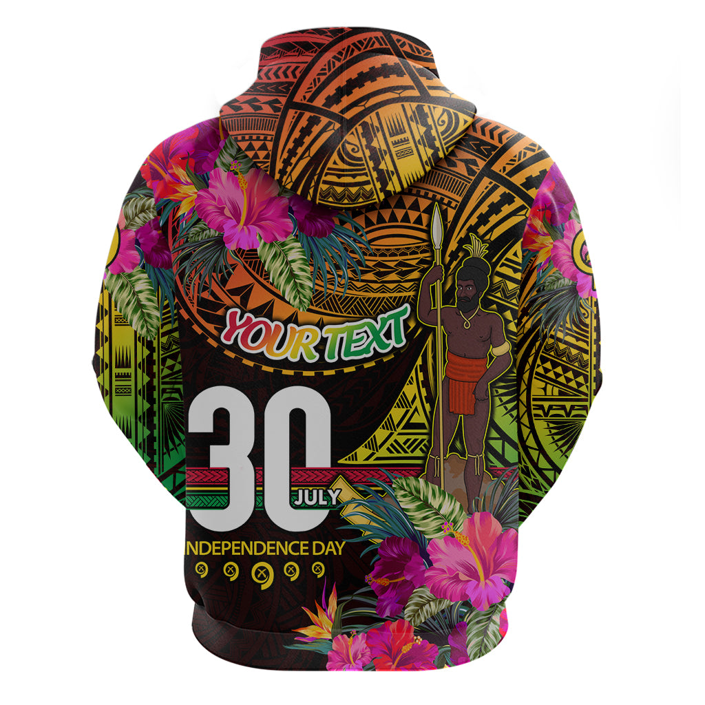 Personalised Vanuatu Independence Day 30 July Zip Hoodie Hibiscus Polynesian Pattern DT02 - Polynesian Pride