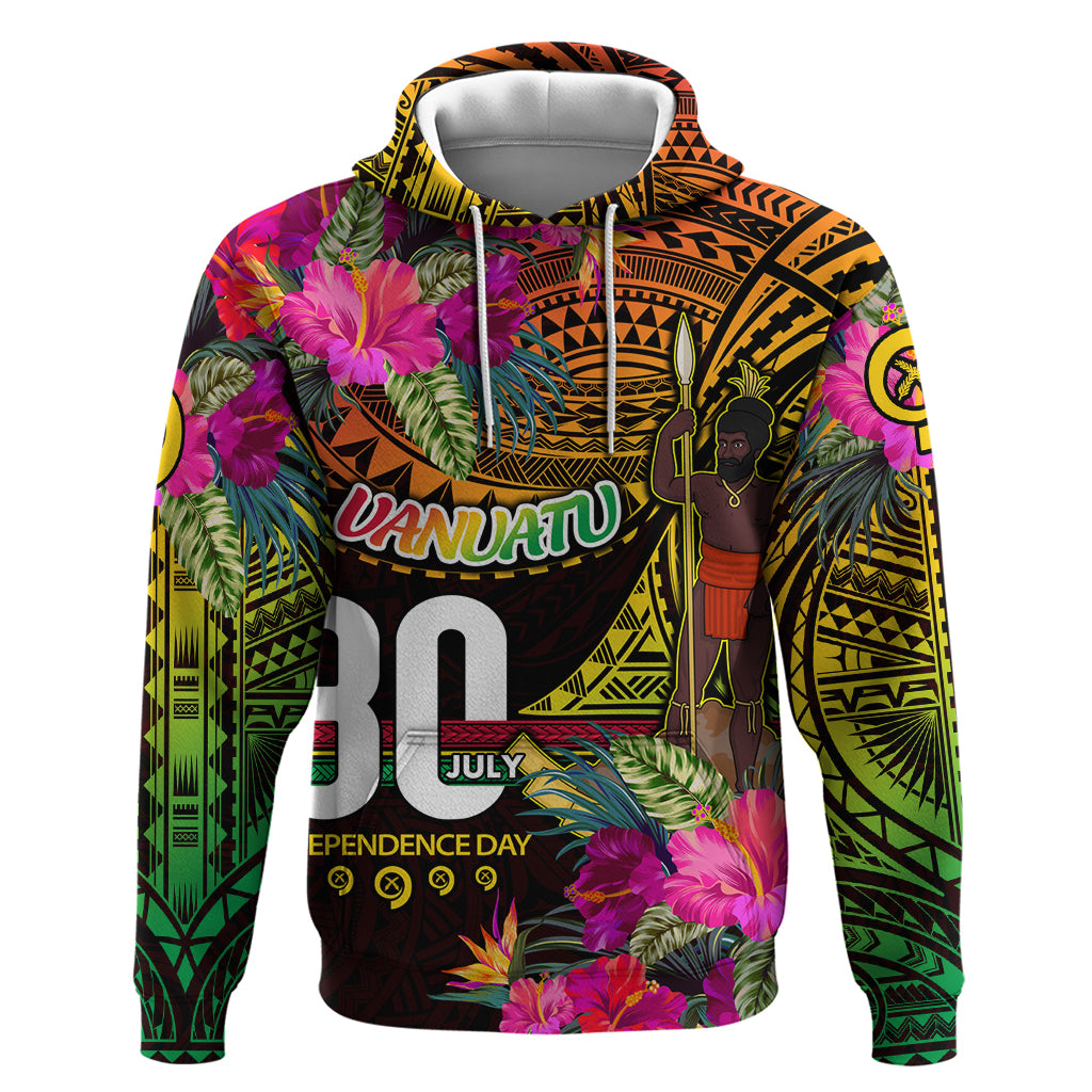 Personalised Vanuatu Independence Day 30 July Zip Hoodie Hibiscus Polynesian Pattern DT02 Pullover Hoodie Yellow - Polynesian Pride