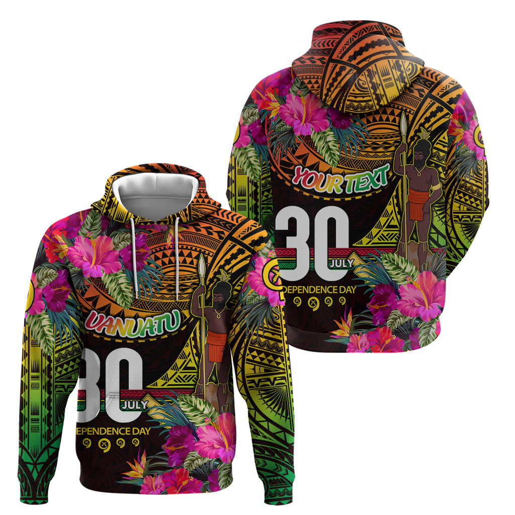 Personalised Vanuatu Independence Day 30 July Zip Hoodie Hibiscus Polynesian Pattern DT02 - Polynesian Pride