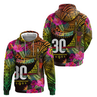 Personalised Vanuatu Independence Day 30 July Zip Hoodie Hibiscus Polynesian Pattern DT02 - Polynesian Pride