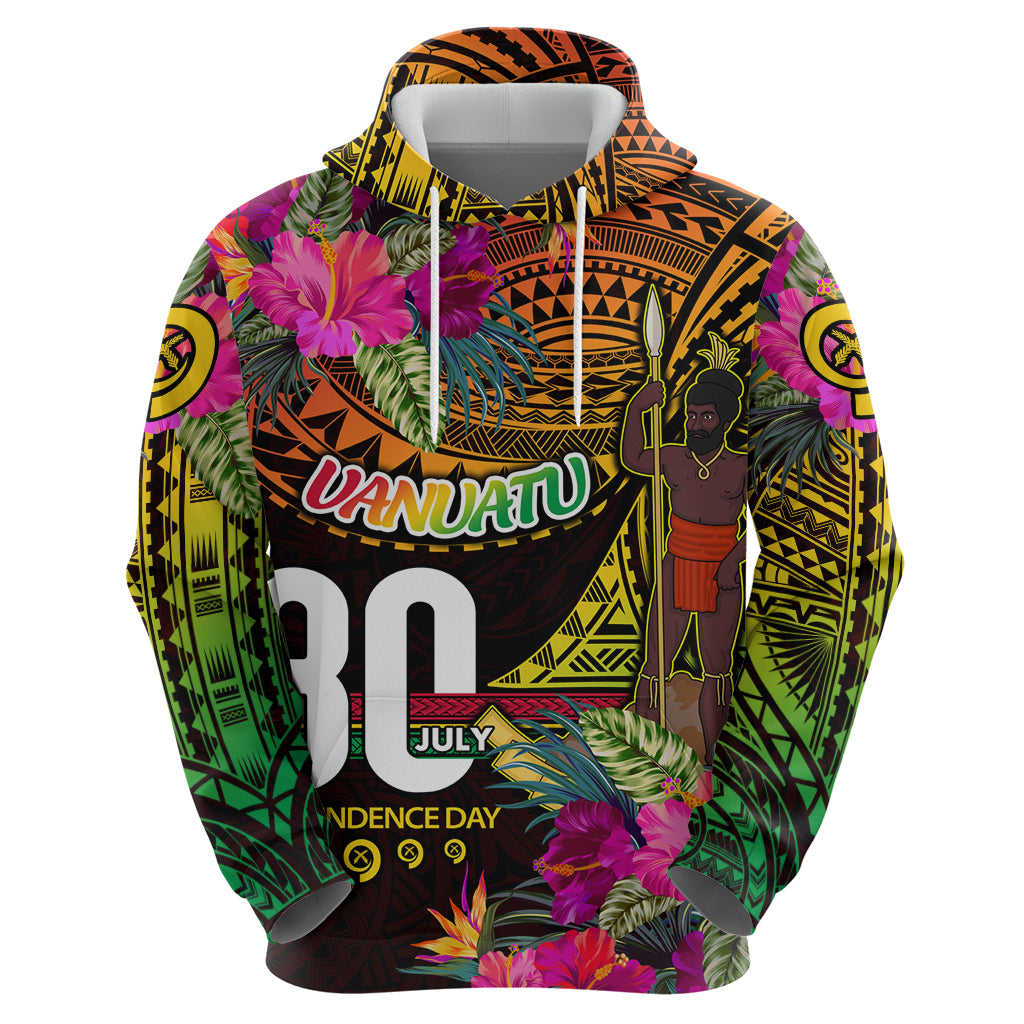 Personalised Vanuatu Independence Day 30 July Zip Hoodie Hibiscus Polynesian Pattern DT02 - Polynesian Pride